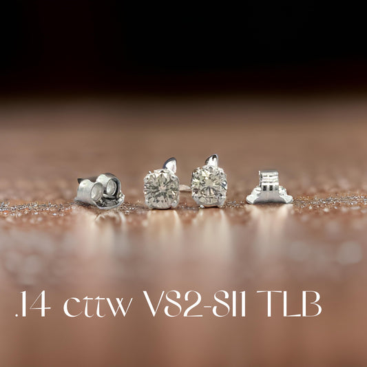 Diamond Dealer Retirement Event Champagne 0.14 cttw Round Brilliant Cut Diamond Stud Earrings 15564