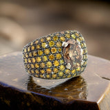 Natural Fancy Yellow Diamond and 18K White Gold Ring