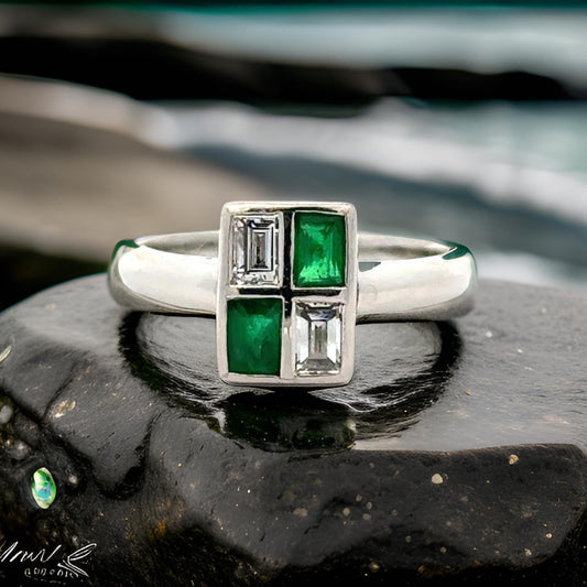 Estate Emerald and Diamond Ring 15273