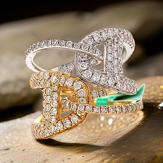 Fashionista 1.25 cttw Diamond 18K White/Yellow Gold Ring 03941