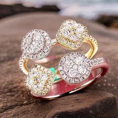 Fashionista Diamond and 18K White and Yellow Gold Ring