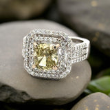 Estate 2.10 ct Natural Fancy Brownish Greenish Yellow Diamond 18K White Ring 14736