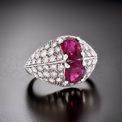 Estate 3.00 ct Ruby and Diamond 18K White Gold Ring 12273