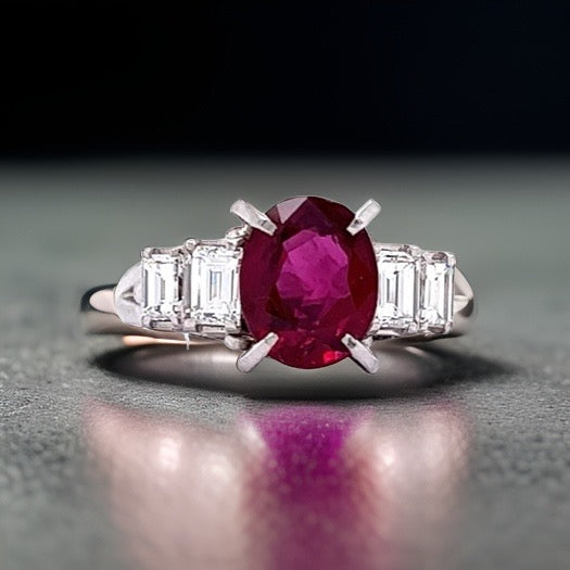 Estate 1.74ct Fine Ruby and Diamond Ring 12001