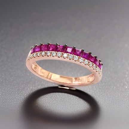 E.H. Collection 14K Rose Gold Ruby and Diamond Ring 13275