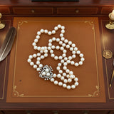 Vintage 1940's 7.5mm Japanese Akoya Cultured Pearl and Diamond 14K White Gold Necklace