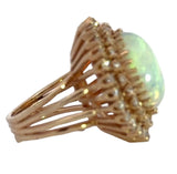 Vintage 1980's Opal and Diamond 14K Yellow Gold Ring