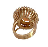 Vintage 1980's Opal and Diamond 14K Yellow Gold Ring