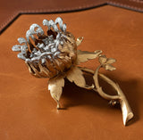 Vintage Italian "En Tremblant" Moving Petals Diamond and 14k/18k Yellow/White Gold Flower Brooch