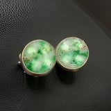 Estate Carved Jade & 14K Yellow Gold Cuff Links 30mm 13776