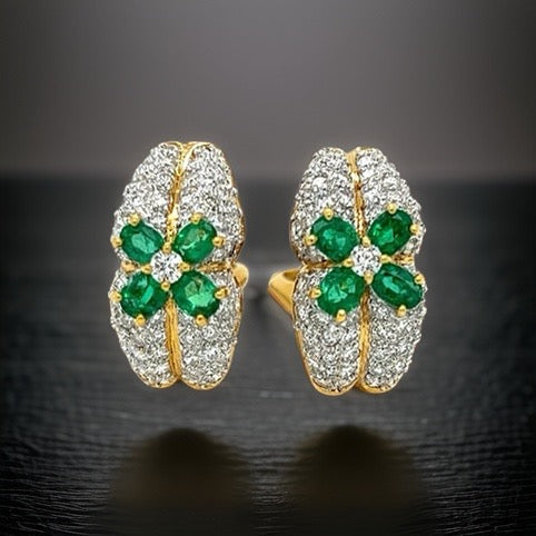 New Designer Prestige 1.56 cttw Emerald 2.16 cttw Diamond Drop Earrings 13769