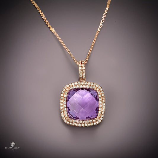 Designer Luvente 7.88 ct Amethyst .41 ct Diamond Necklace 13748