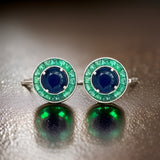 Art Deco Reproduction Aristocrat 2.40 cttw Sapphire and 1.43 cttw Emerald Earrings 13542