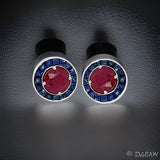 Art Deco Reproduction Aristocrat 1.79 cttw Ruby and 1.42 cttw Sapphire Earrings 13545