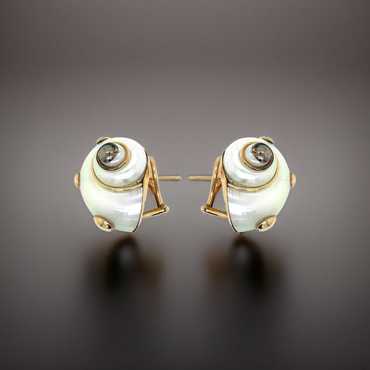 Mazza Mother of Pearl and 14K Yellow Gold Shell Earrings