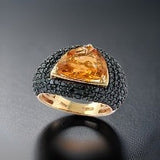 E.H. Collection 5.45 ct Citrine and Black Diamond Ring 13044