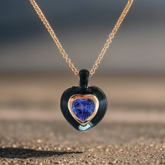 E.H Collection .71 ct Tanzanite Heart Pendant With Chain  12913