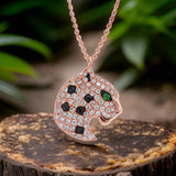 E.H. Collection .42 cttw Diamond and Tsavorite Panther Necklace 12897