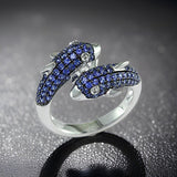 E.H. Collection 1.22 cttw Sapphire and Diamond Dolphin Ring 12870