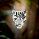 E.H Collection 14K White Gold Panther Pendant with Chain 12908