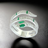 E.H. Collection Diamond and Emerald Snake Ring 12866