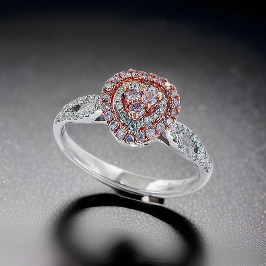 Effy Pink and White Diamond 18K White and Rose Teardrop Gold Ring