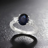 Effy Sapphire, Diamond and 14K White Gold 3-Stone Ring