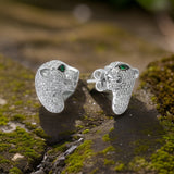 E.H. Collection .89 cttw Diamond and Emerald Panther Earrings 12803