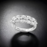 Effy Diamond and 14K White Gold Three Row Ring
