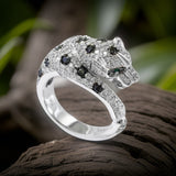 E.H. Collection 1.63 cttw Diamond and Emerald Panther Ring 12144