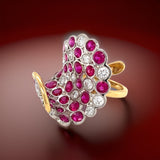 Estate Italian Designer Ruby Diamond Ring 12019