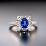 Estate 1.49 ct Sapphire and Diamond Platinum Ring 12006