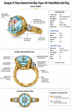 Designer R. Reiss Diamond and Blue Topaz 14K Yellow/White Gold Ring