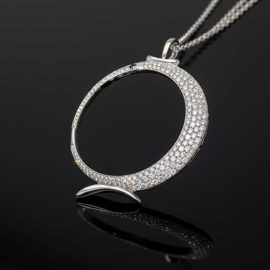 Italian Designer Porrati Diamond and 18K White Gold Pendant