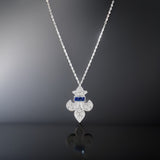 Art Deco Reproduction Aristocrat Fleur-de-lis Diamond Sapphire Pendant 11799