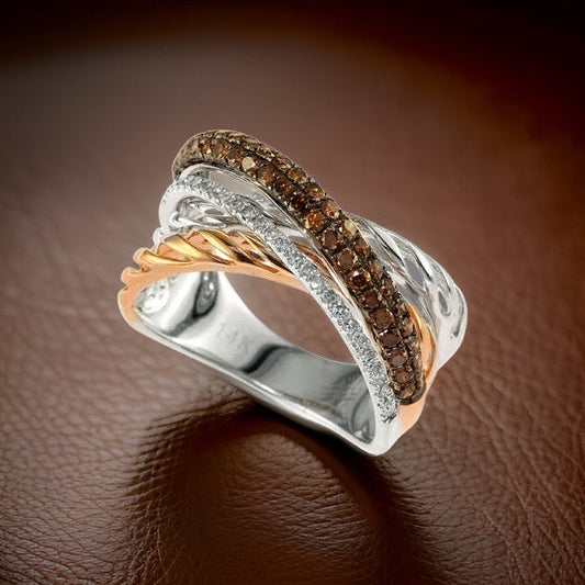 E.H. Collection .65 cttw Brown and White Diamond Ring 11464