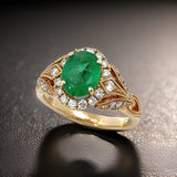 E.H. Collection 1.52 ct Emerald and Diamond Halo Ring 11368