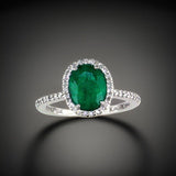 E.H. Collection 1.52 ct Emerald and Diamond Halo Ring 11337