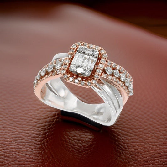 Effy Diamond and White and Rose Gold Ring