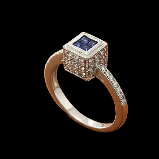 Effy Sapphire, Diamond and 14K White Gold Ring
