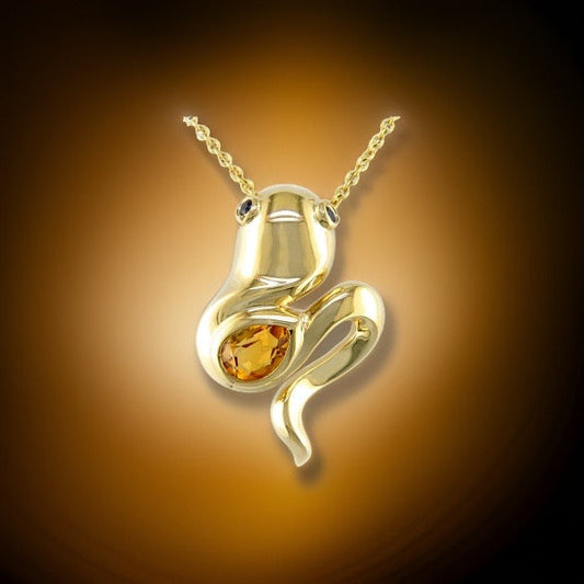 E.H. Collection .40 ct Citrine and Sapphire Tadpole Pendant 11289