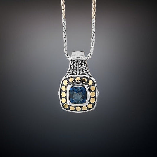 E.H. Collection 2.65 ct Blue Topaz 18K/Silver Pendant 11280