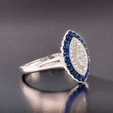 Art Deco Reproduction Aristocrat Marquise .62 cttw Diamond .93 cttw Sapphire Ring 10973