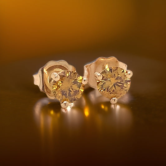 Natural Fancy Orange .80 cttw Diamond Earrings 09966