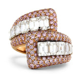 Estate Italian Designer Ambrosi 3.50 cttw Diamond & 1.50 cttw Natural Fancy Pink 18K Rose Gold Bypass Ring 15031