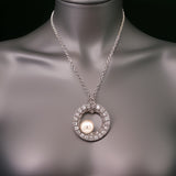 Mimi White Gold Freshwater Pearl and Diamond Halo 18K White Gold Necklace