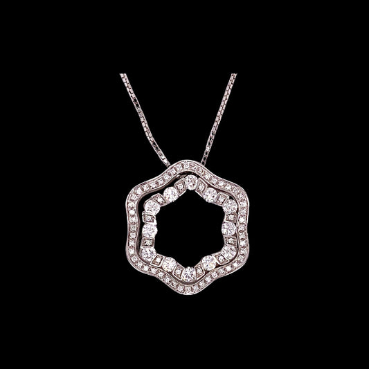 Damiani Diamond and 18K White Gold Pendant With Chain