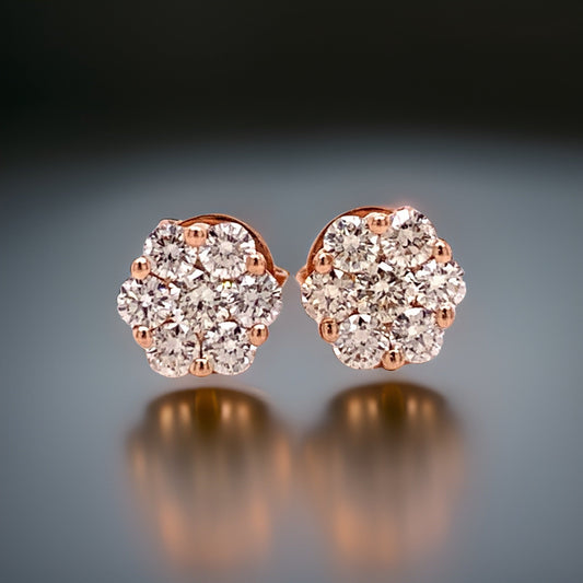 Maya Lianna Diamond and 14K Rose Gold Cluster Earrings