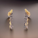 18K Yellow Gold and Black Rhodium .70 cttw Diamond Horse Earrings 07876