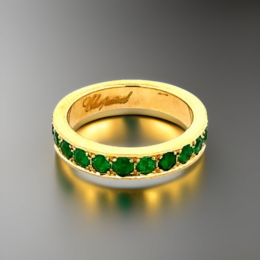 New Chopard Fine Emerald 18K Yellow Gold Eternity Ring MSRP $16040 14484